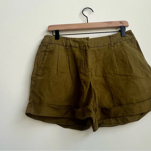 New Tommy Bahama 100% Linen Two Palms Cuffed Short Forest Moss Women Size 4 - Picture 3 of 11